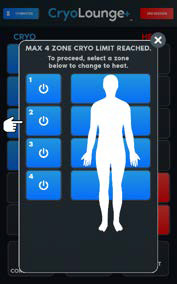 Max 4 cryo zones reached — choose a zone to switch to heat