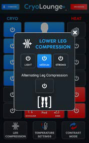 Lower leg compression settings — light, medium or strong