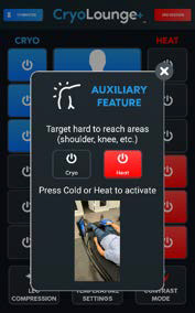 Auxiliary feature — press cold or heat to activate