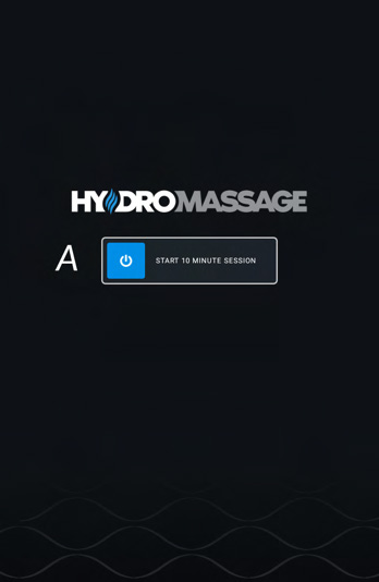 Hydro Massage start screen — swipe the start button to begin a session